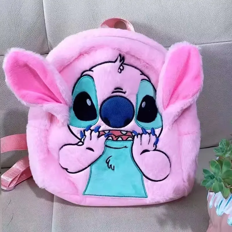 Nueva mochila de dibujos animados de felpa de Disney Stitch, Mini mochila de moda 3d para mujer, mochila escolar bonita de gran capacidad para niños de alta calidad