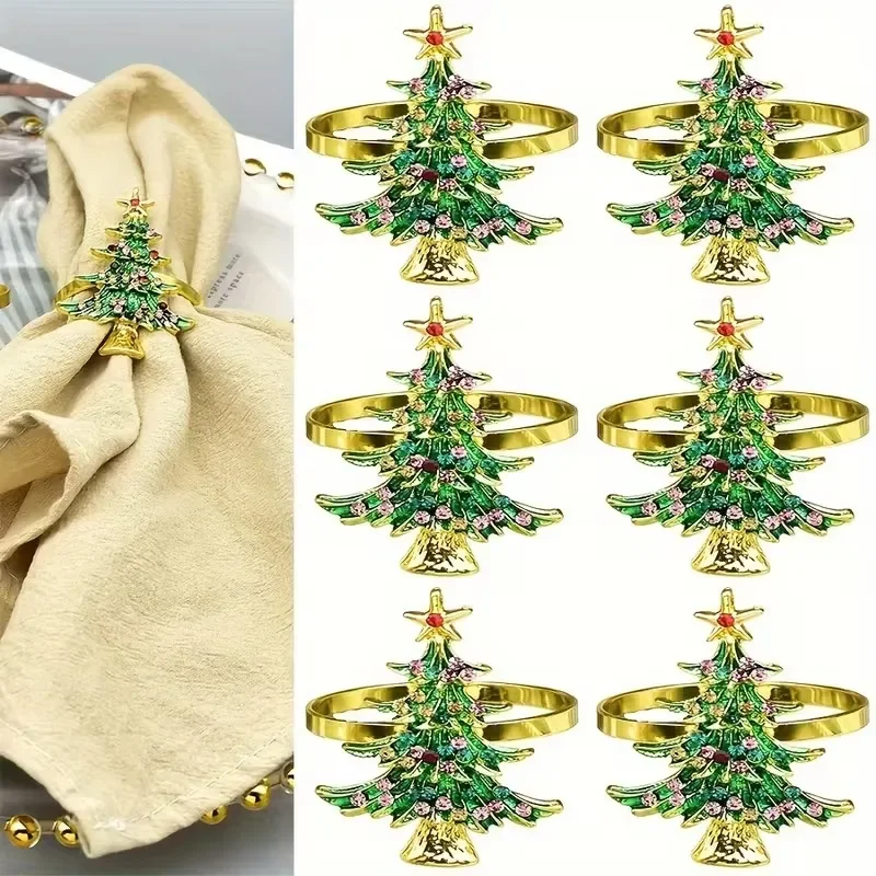 Xmas Tree Napkin Ring Holiday Dinner Table Decoration Buffet Banquet Party Accessories for Family Gathering Festive Celebration