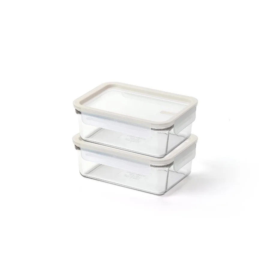 3Cup Rectangle Food Storage Set of 2 for Kitchen Organization Airtight Containers with Stackable Design Ideal for Storing