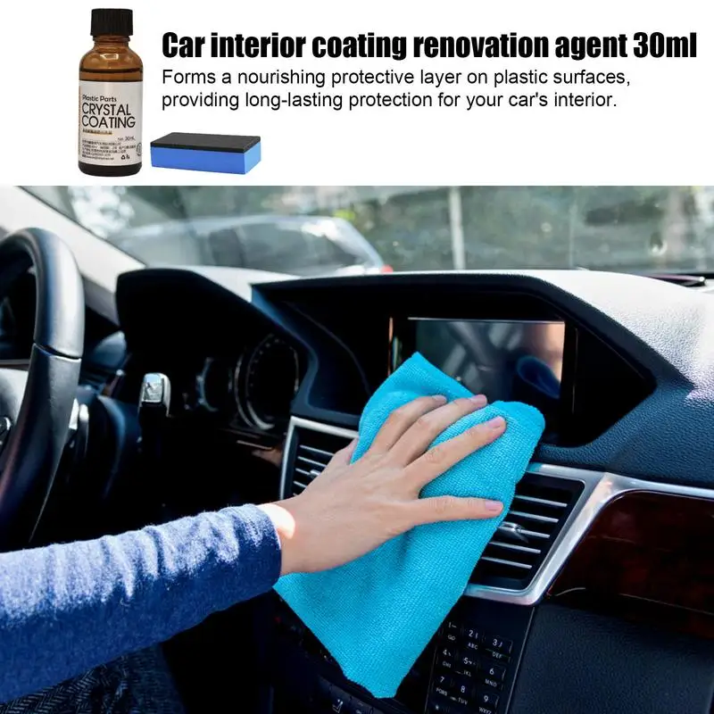 30ml Car Plastic Restore Coating Agent Plastic Rubber Exterior Repair Clean Refresh Restoration Agent Black Shine Seal Brighten