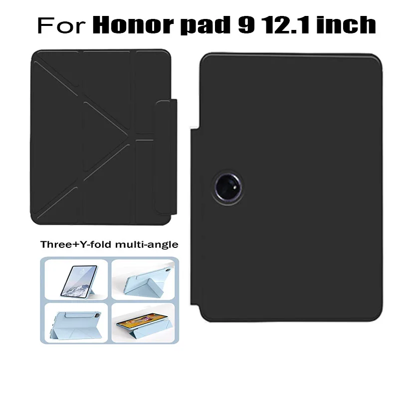 For Honor Pad 9 12.1 inch 2025 HEY2-W09/W19 Magnetic Buckle Tablet Case Deformable Folding Y-bracket Cover