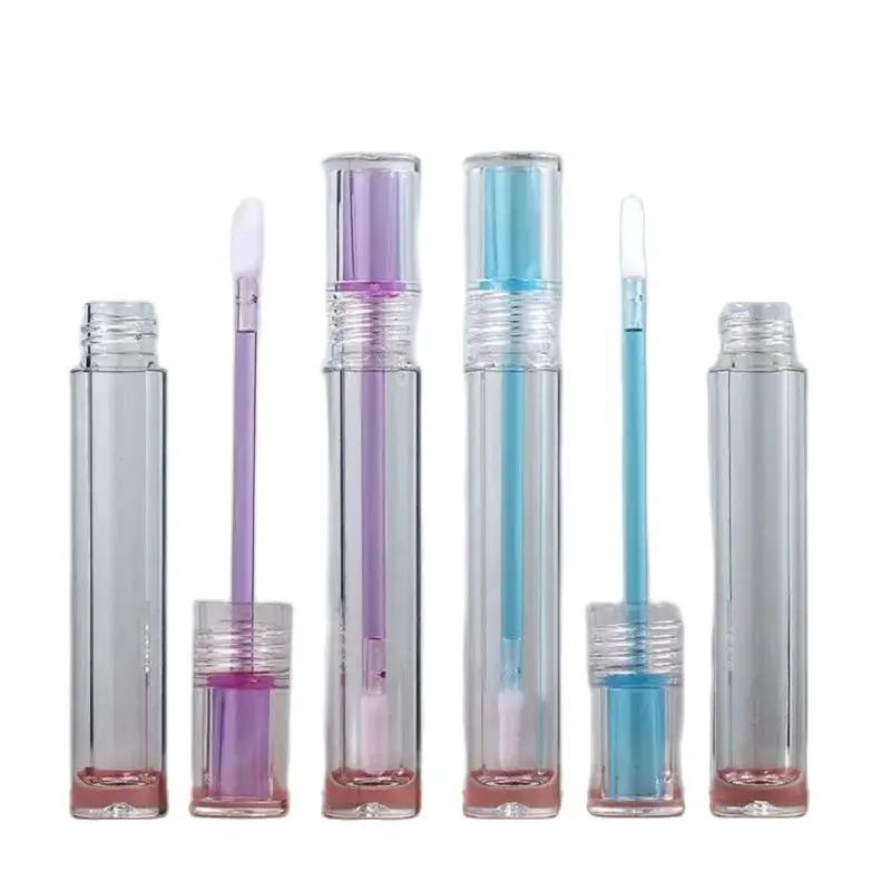 

10/25/50pcs 4ml Empty Lip Gloss Tube Square Clear Balm Bottle Brush Mini Makeup Lipstick Refillable High-end Cosmetic Container