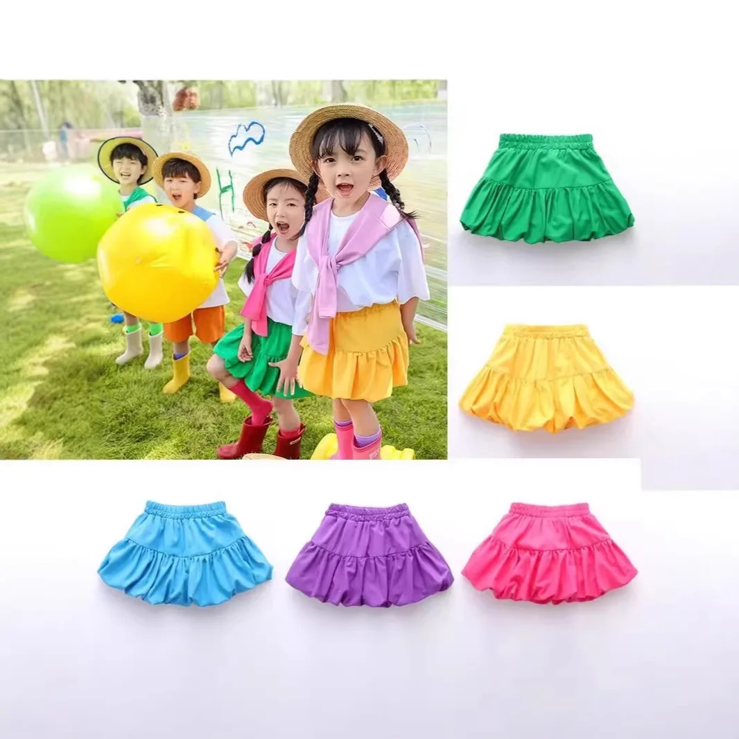 Kids Candy Dress with Cape Kindergarten Graduation Costume Primary School Girls Cheerleading Chorus Stage Performance Outfit