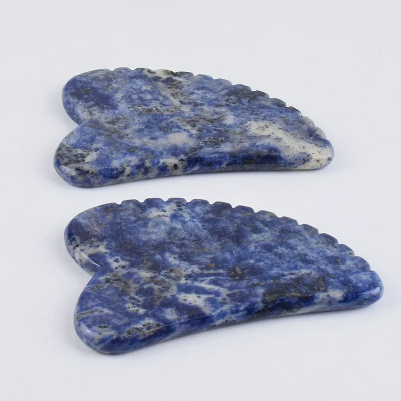 Blue Stripes Face Massager Gua Sha Scraper Natural Jade Stone Skin Care Massager for Body Facial Neck Back Beauty Health Eye SPA