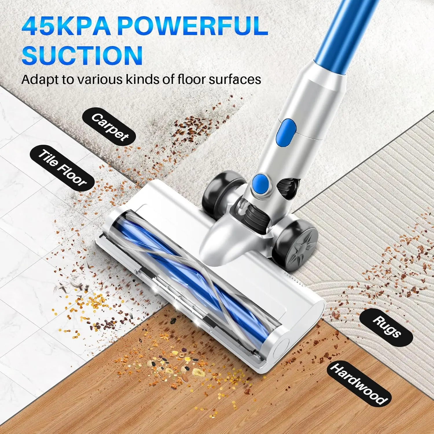Беспроводной пылесос — перезаряжаемые, мощные всасывающие пылесосы 45 кПа для дома, легкий пылесос 8-в-1
