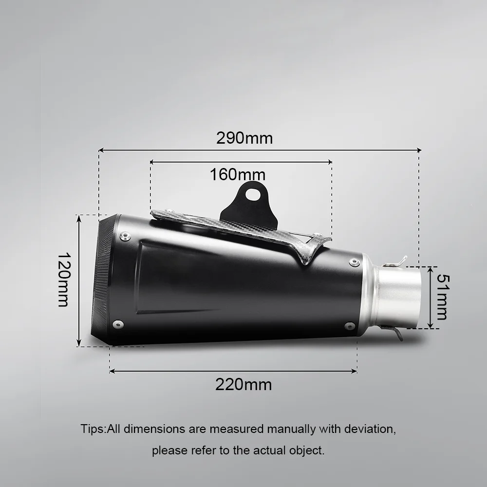 ماسورة عادم السباق العالمية مقاس 51 مم مع غطاء كربون - كاتم صوت معدل لـ Ninja650 Duke 790 R7 CB500X