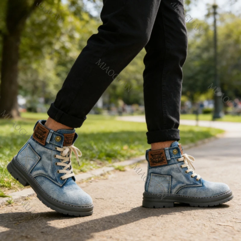 

Fashion High Top Men's Shoes 2026 Causal Canvas Sneakers Plus Size Versatile Comfort Male New British Style Street Outdoor Boots