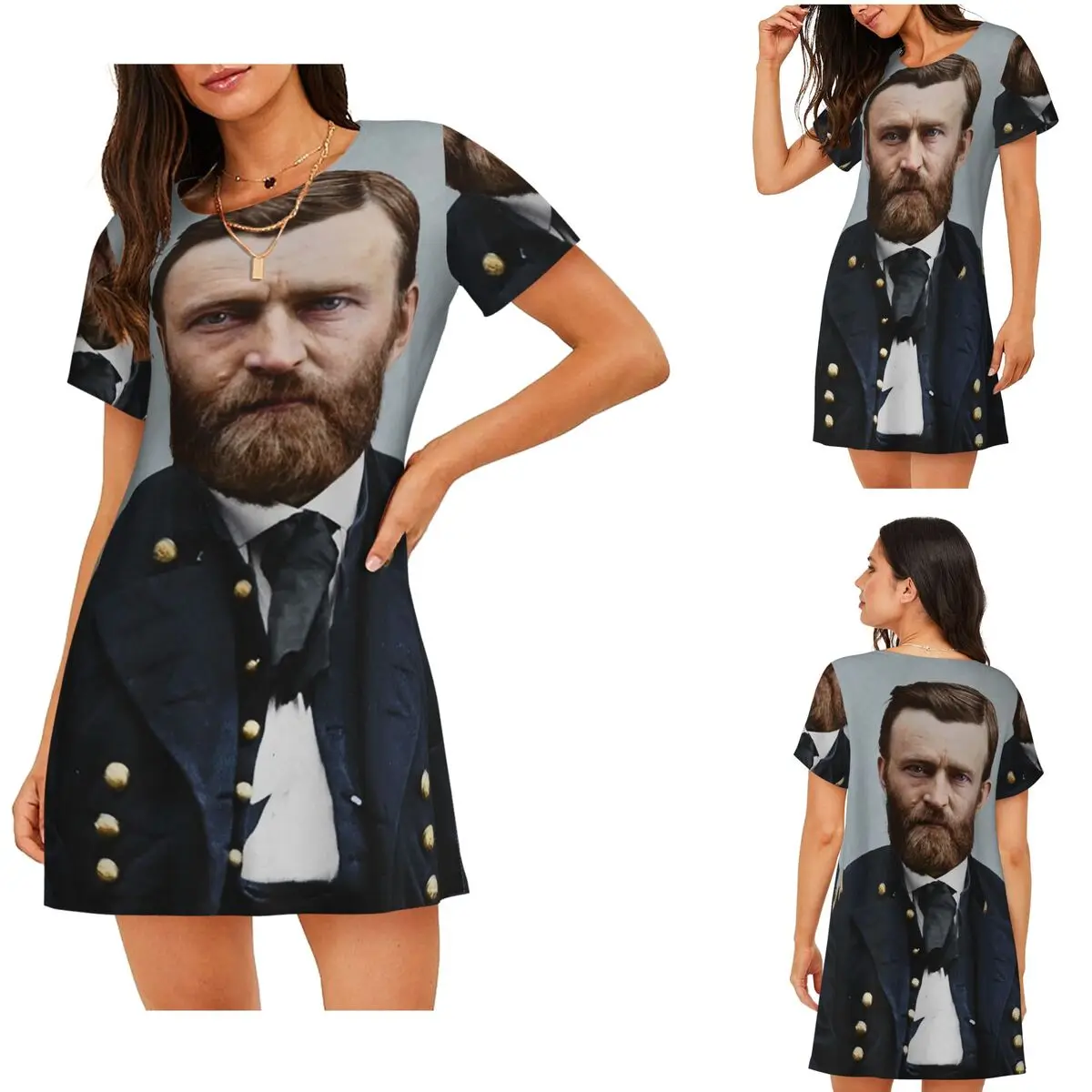 Custom Ulysses S. Grant, 1865. Short Sleeves Nightdress For Sleepshirts Women Short Sleeve Nightgowns Loose Pajama Dress
