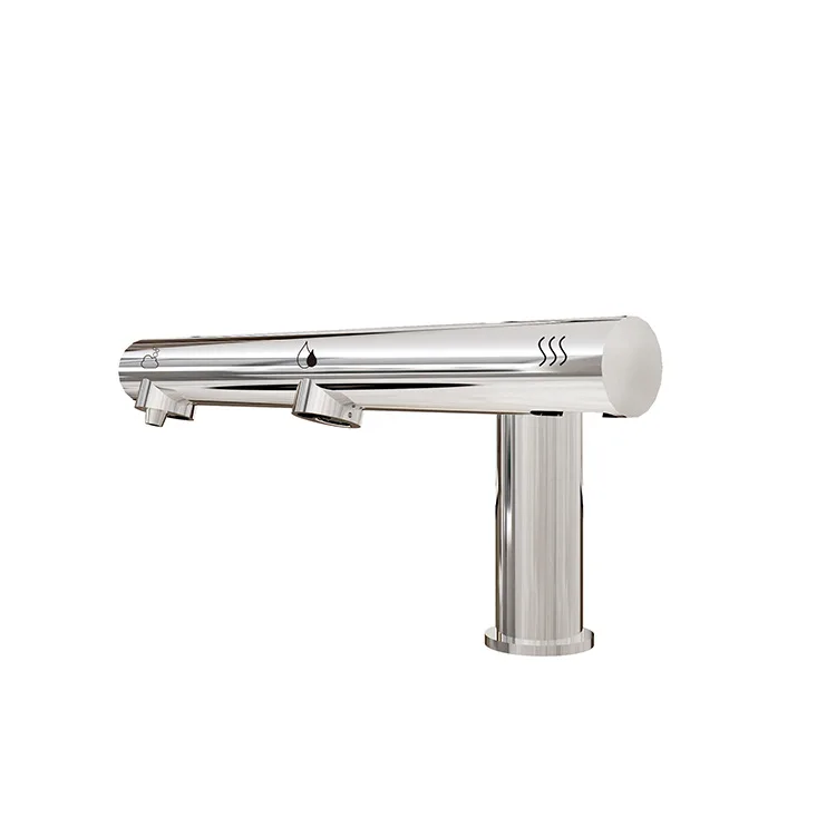 Modern Design 3-in-1 Automatic Single-Handle Brass Basin Faucet Hand Dryer Ceramic Valve Core Touchless Barrier-Free