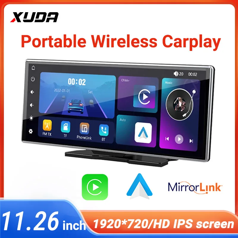 11.26 polegada ips tela de toque carplay rádio multimídia player vídeo portátil sem fio carplay mp5 player para apple ou android