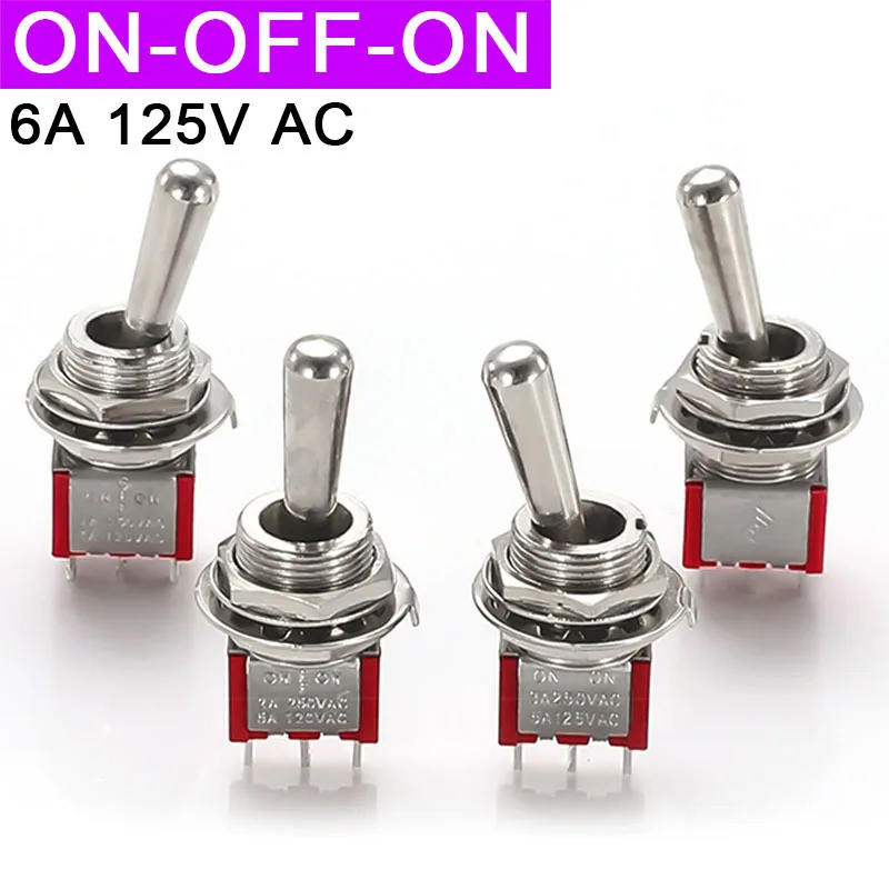 

5pcs MTS-203 MTS-103 MTS-202 MTS-102 M12 Large Long Handle Mini Toggle Switch Momentary Switch 12MM ON-OFF-ON 6A 125VAC