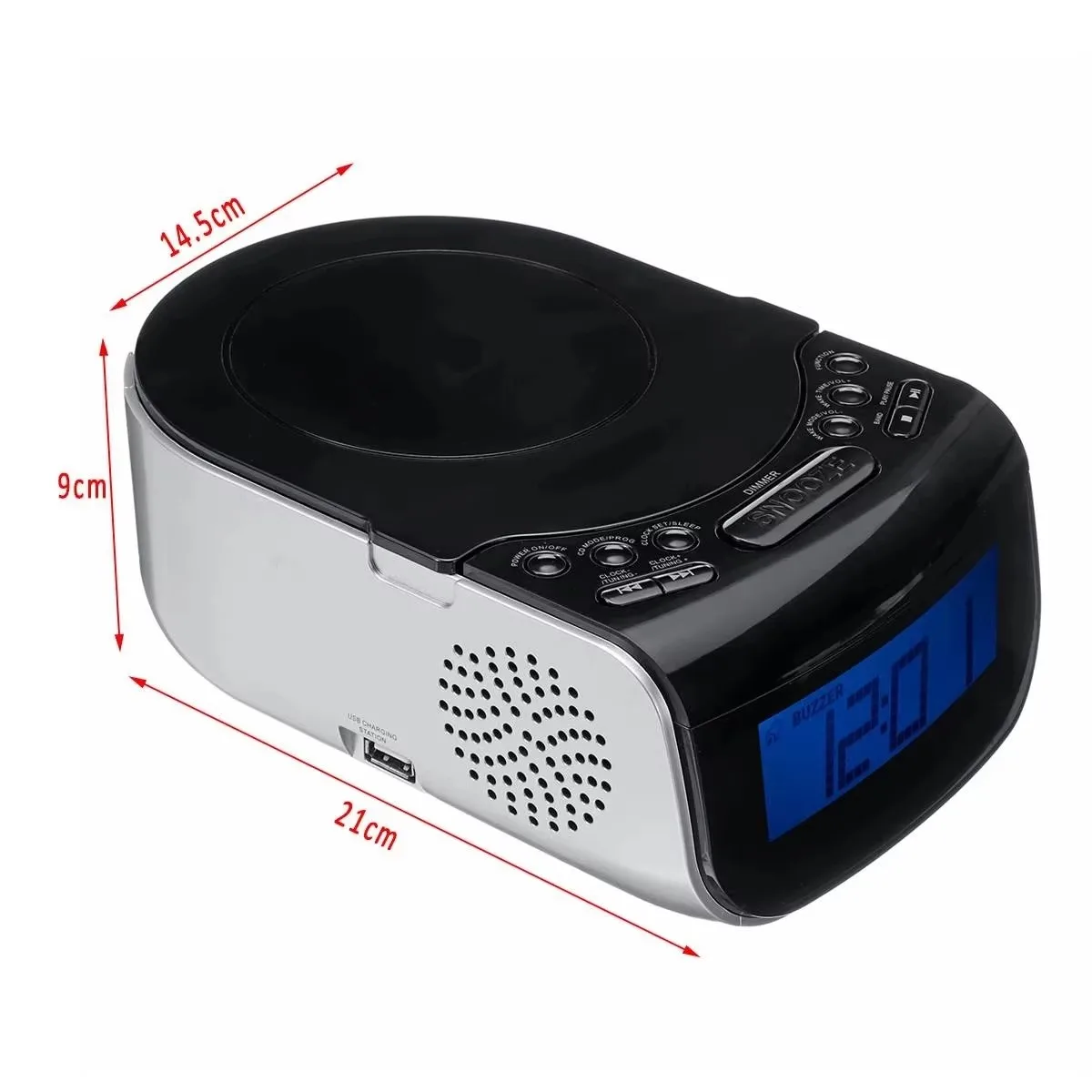 CD Player Portable Home Audio Boombox with Control FM Radio Built-in HiFi Speakers USB MP3 Alarm clock view 2