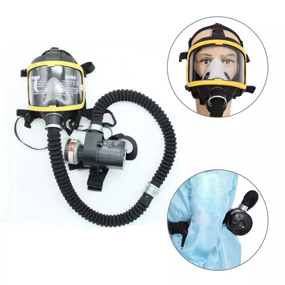 Electric Constant Air Flow Supplied Fed Full Face Gas Mask Respirator System Protective Respirator Mask Workplace Safety Device