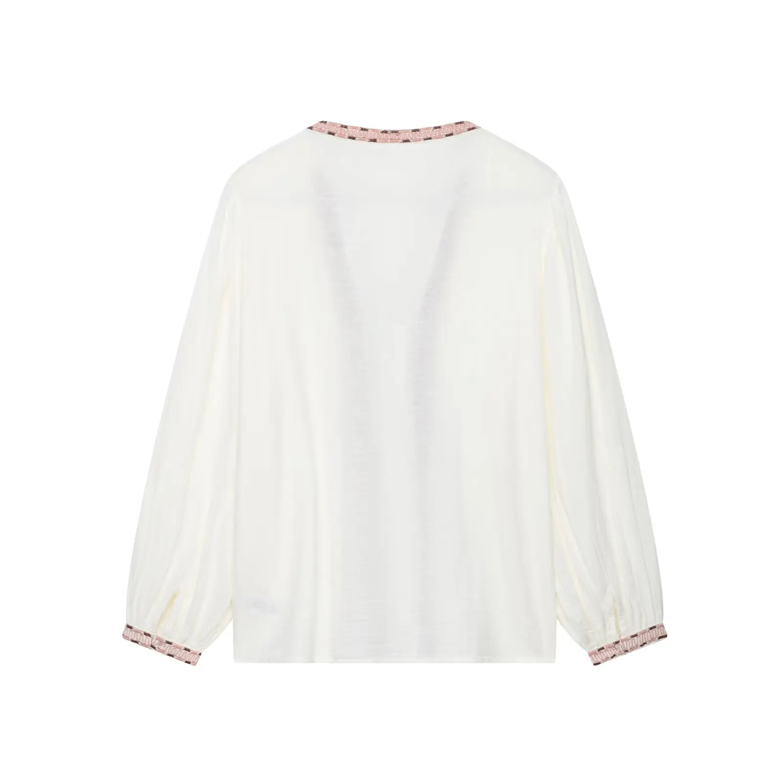 Willshela, camisa bordada de lino y algodón blanco a la moda para mujer, cuello en V, manga larga, blusa informal Vintage elegante para mujer