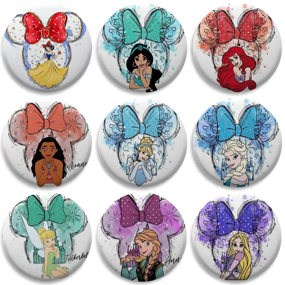 

Pretty Princess Role Cute Badges Round Exquisite Badge Brooches Creative Pins For Clothes Hat Backpack Gift Accessories