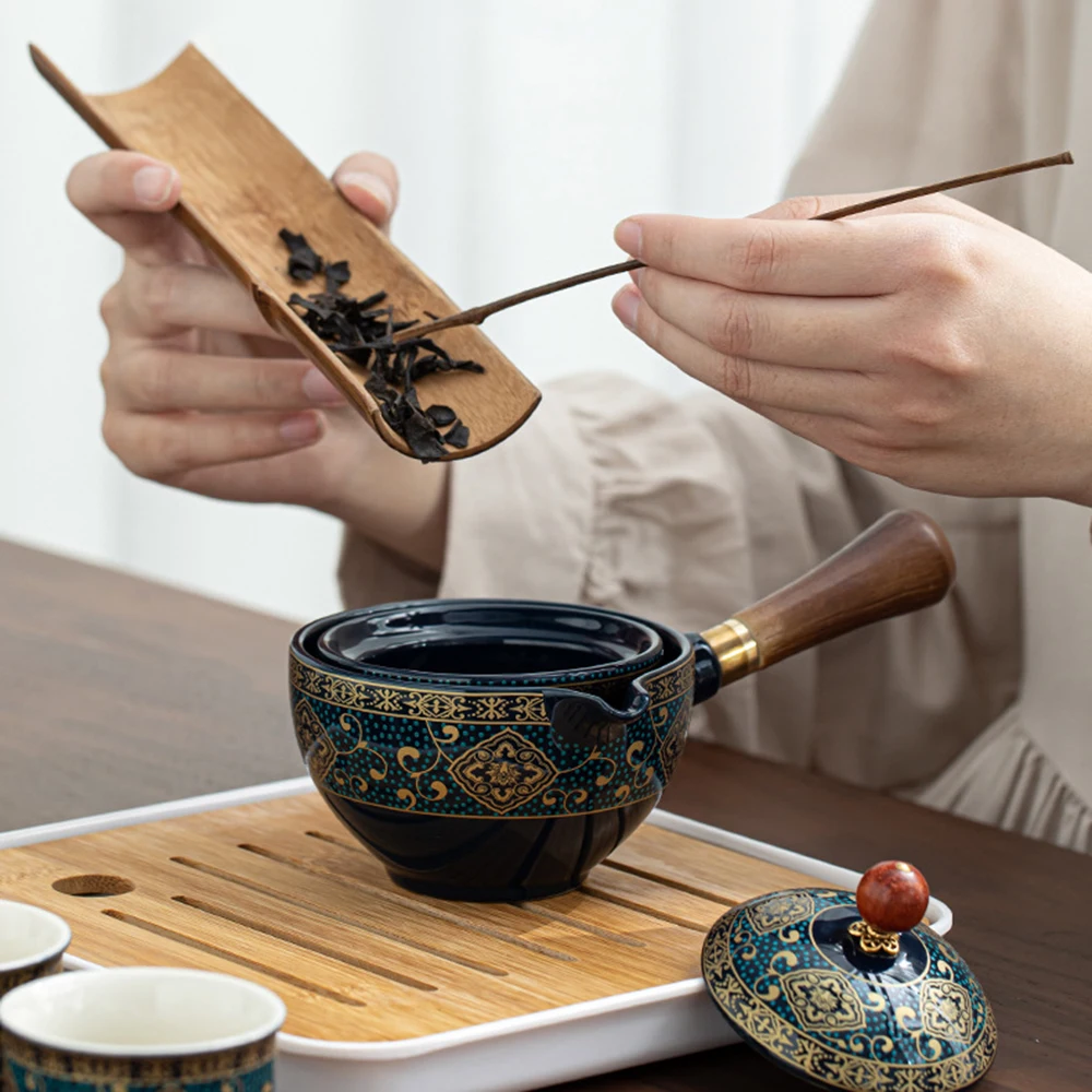 Керамическая чайная чашка для Puer, вращающаяся на 360 градусов чайница и заварник, Изысканная форма, фарфоровый китайский чайный набор Gongfu