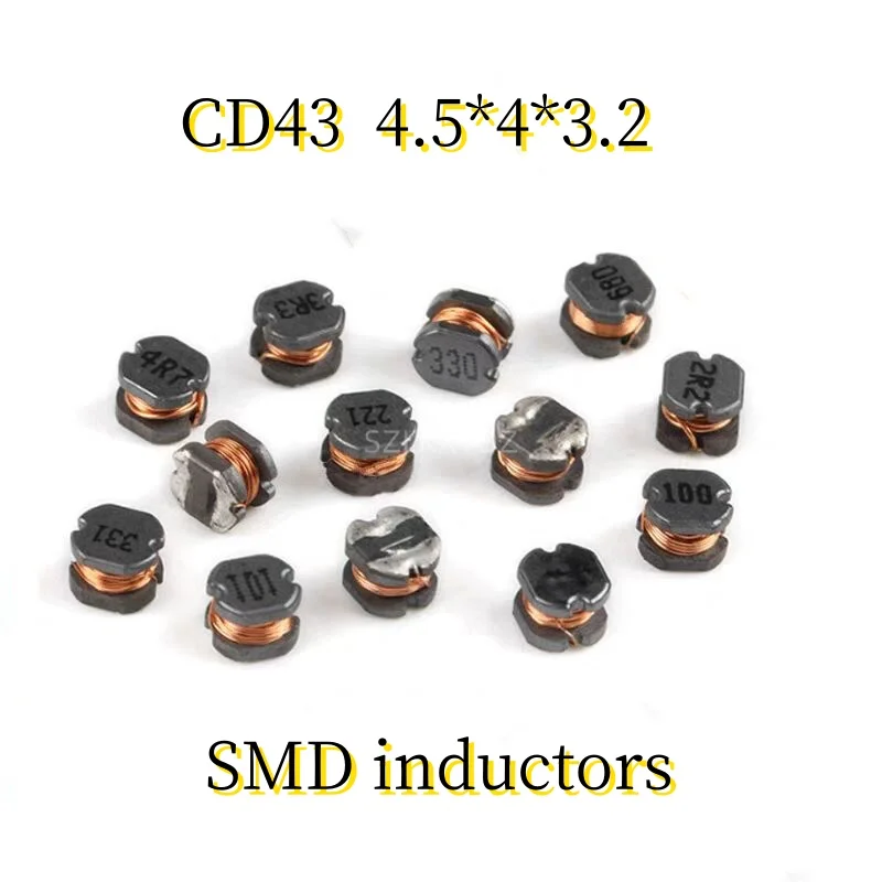 20pcs/lot SMD inductors Power inductors CD43 1UH/1.5UH/2.2UH/3.3UH/4.7UH/6.8UH/10UH/15UH/22UH/33UH/47UH-2.2MH