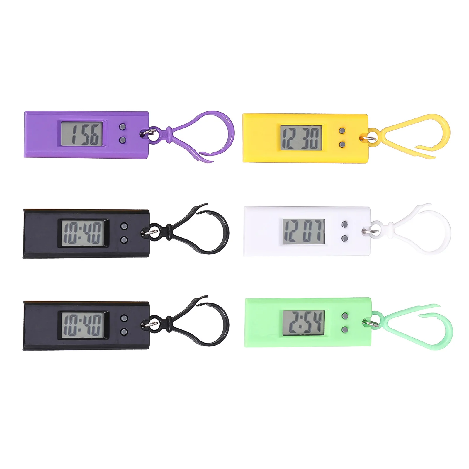 

6Pcs Portable Keychain Watch Digital Electronic Pocket Clock with Belt Loop Clip for Outdoor Travel Compact Mini Watch