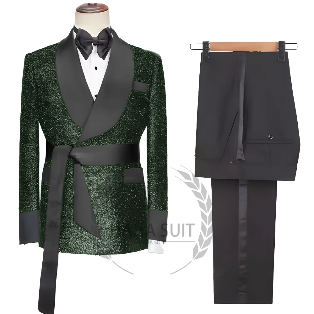 Men's Suits Custom 2-Piece Suits Shiny Fashion Men's Wedding Groom Suits Best Men Dinner Engagement Suits