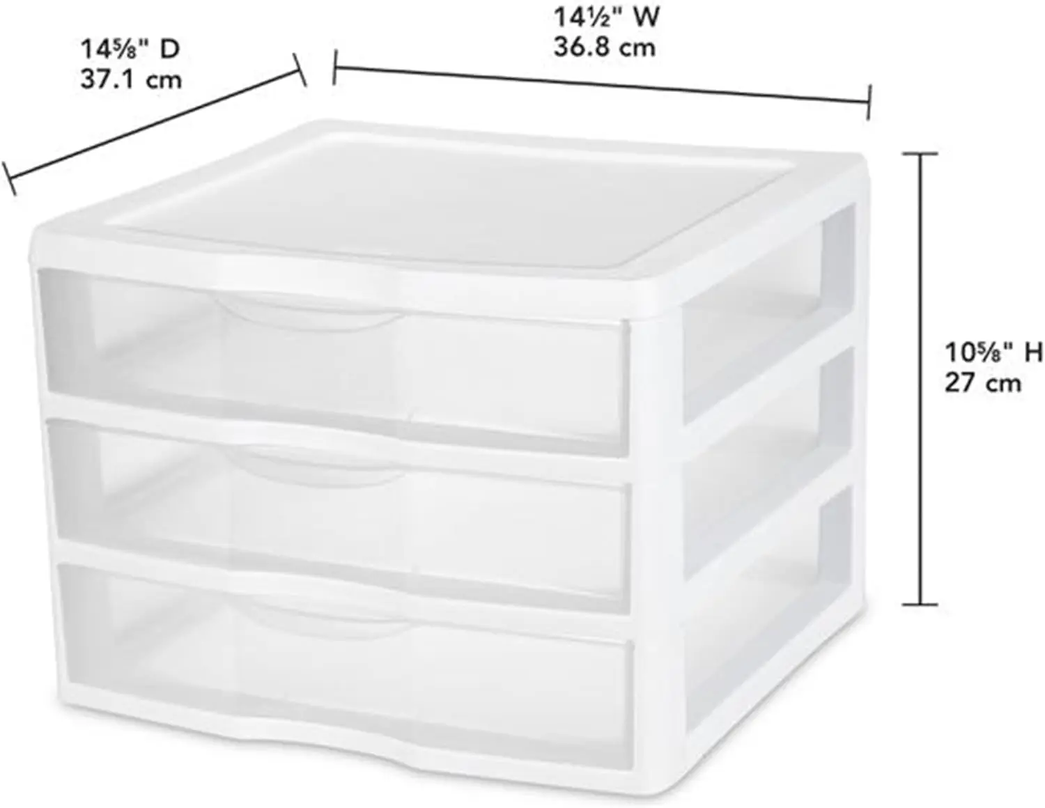 Petit système de stockage empilable en plastique transparent, cadre blanc, bureau à domicile, dortoir ou salle de bain, lot de 3