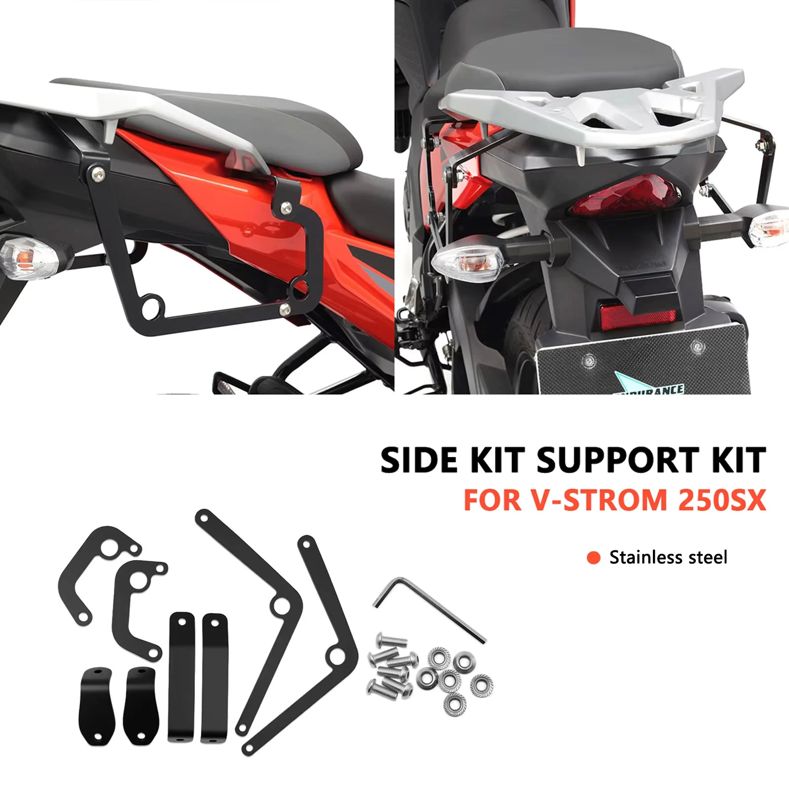 

ДЛЯ V-STROM 250 SX 2025 VStrom 250 SX 2024 2023 2022 Поддержка седельной сумки Монтажный кронштейн Боковая стойка для багажа Аксессуары