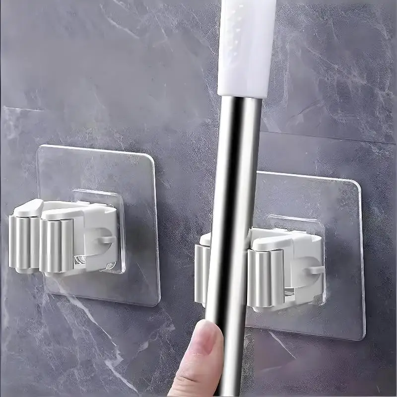 New Heavy Duty Adhesive Mop And Holder With No Drilling Strong Grip And Waterproof Design Perfect For Bathroom Kitchen Garage