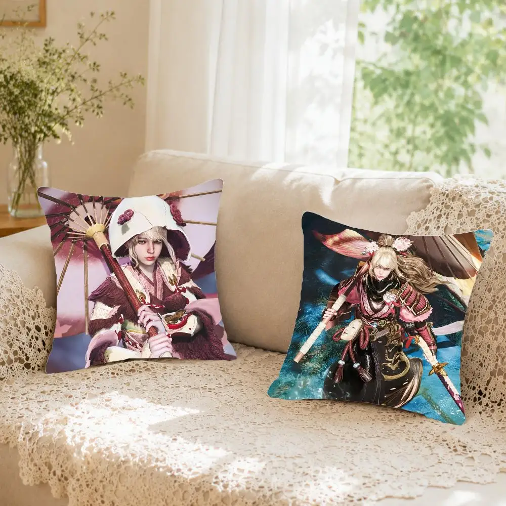 M-Monster Hunter Wilds Cushion Cover Faux fur decorative Dark academia style Cat scratching post Rustic Spa pillow cover