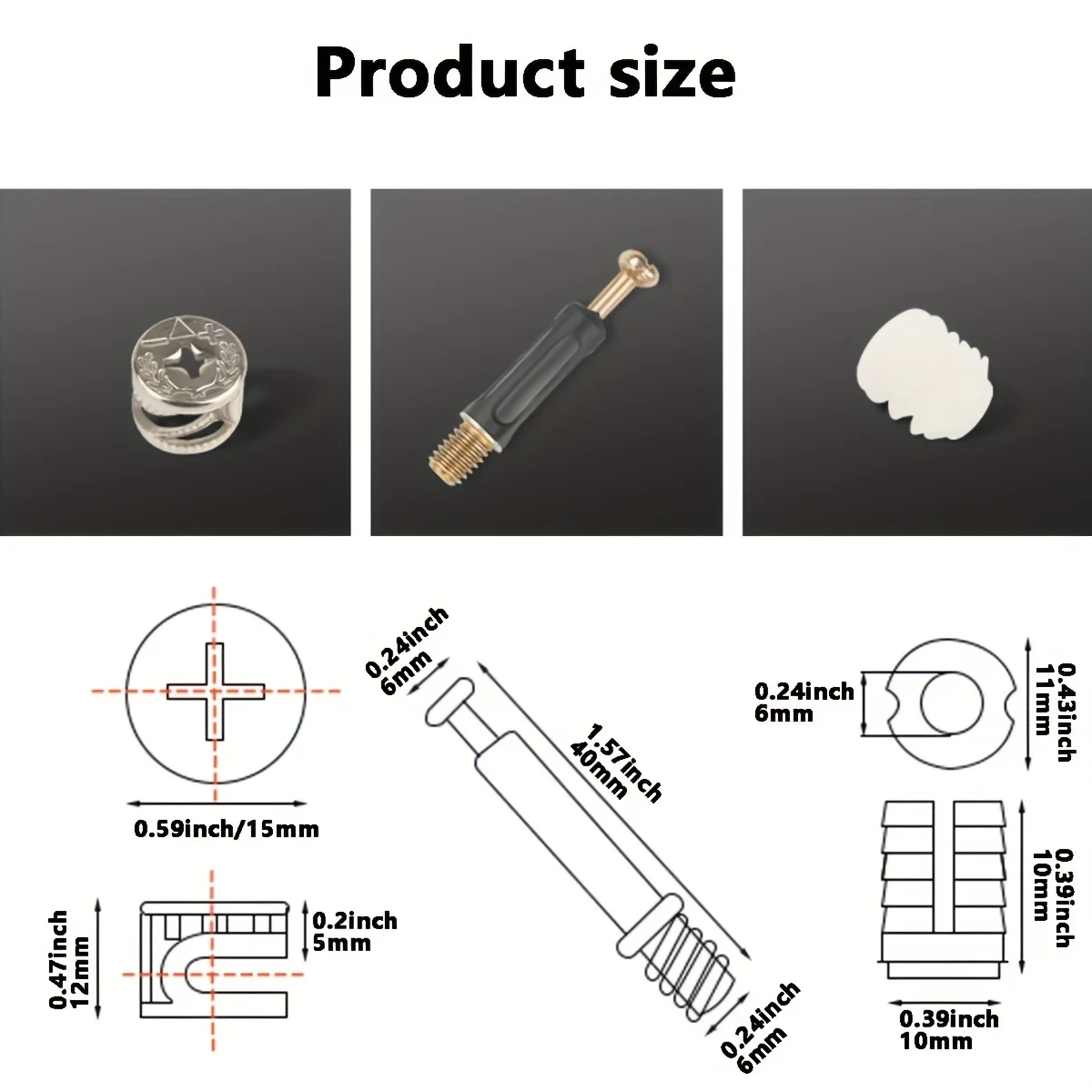 25PC Furniture Connecting Cam Lock Fittings with Dowel Cam Connectors Furniture Fastener Screws Nut for Wardrobe and Cabinet