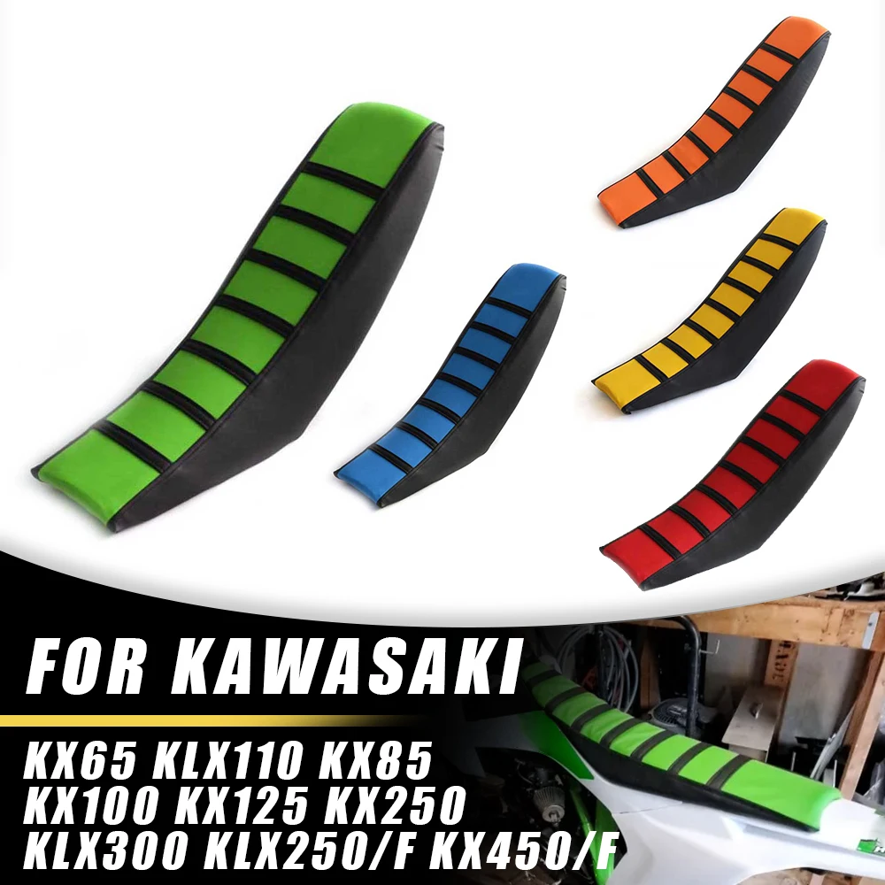 For Kawasaki KX65 KLX110 KX85 KX100 KX125 KX250 KLX300 KLX250/F Dirt Off-road Motorcycle Rubber Striped Gripper Soft Seat Cover