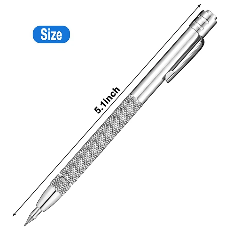 Gravura Pen Gravura com Clip, Carboneto de tungstênio Scriber, Ímã de alumínio, Cerâmica Vidro e Mármore, 30 PCs