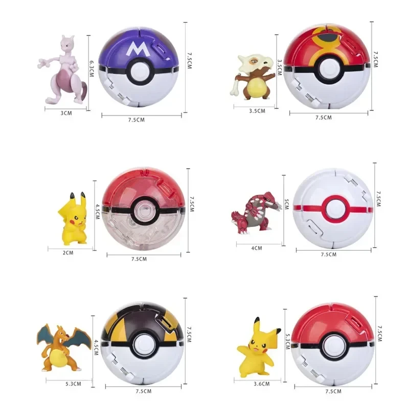 Pokeball โมเดลตัวการ์ตูน Pokemon ตุ๊กตาเอลฟ์บอลตัวการ์ตูน Pikachu Charizard Pocket Monster สัตว์เลี้ยงรูปแบบการกระทำของเล่นของขวัญสำหรับเด็ก