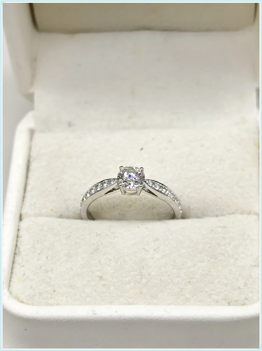 Anillo de Compromiso de Diamante Cultivado en Laboratorio de 14K y 0.5CT con 4 Puntas y Fila Única para Mujer, Anillo de Platino con Diamante IGI CVD HPHT