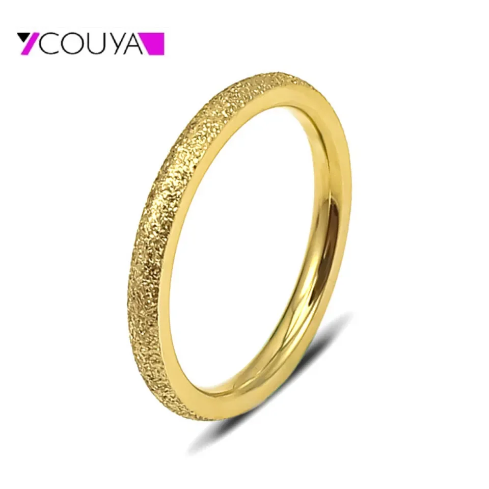 Unisex Stainless Steel Gold Rings for Men Women Promise/Wedding Ring Four-color Fashion Jewelry Comfort Fit Ring Size 6-9