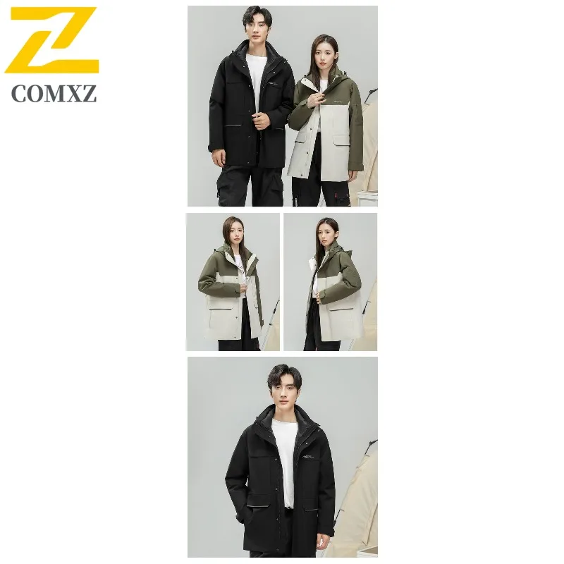 COMXZ Men Down Jacket Classic Solid Color Detachable Hood Warm High Quality Skiing Puffer Jacket Travel Windproof Winter Jacket
