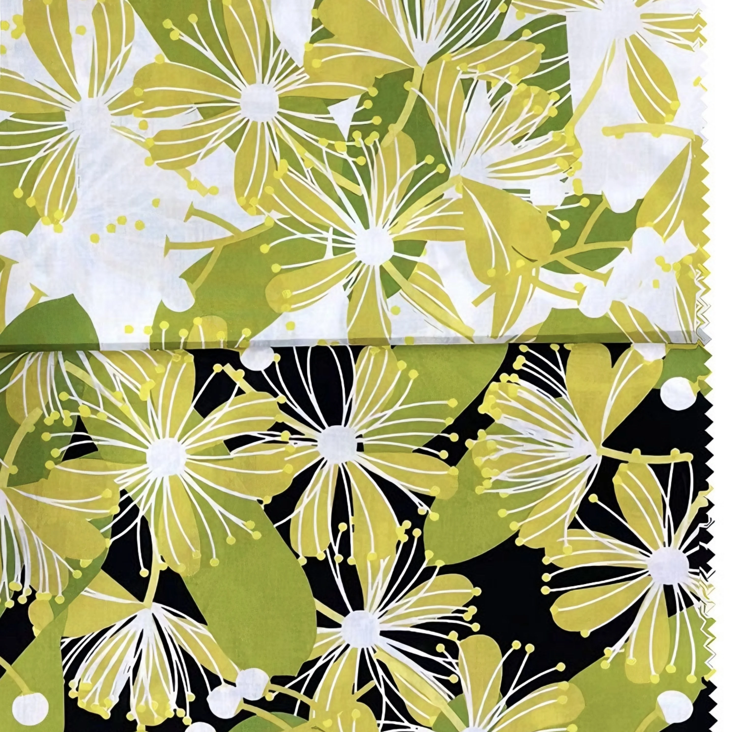 100% Cotton Abstract Green Yellow Floral Print Fabric Botanical Pattern for Sewing Quilting DIY Craft Garment Home Decor Textile