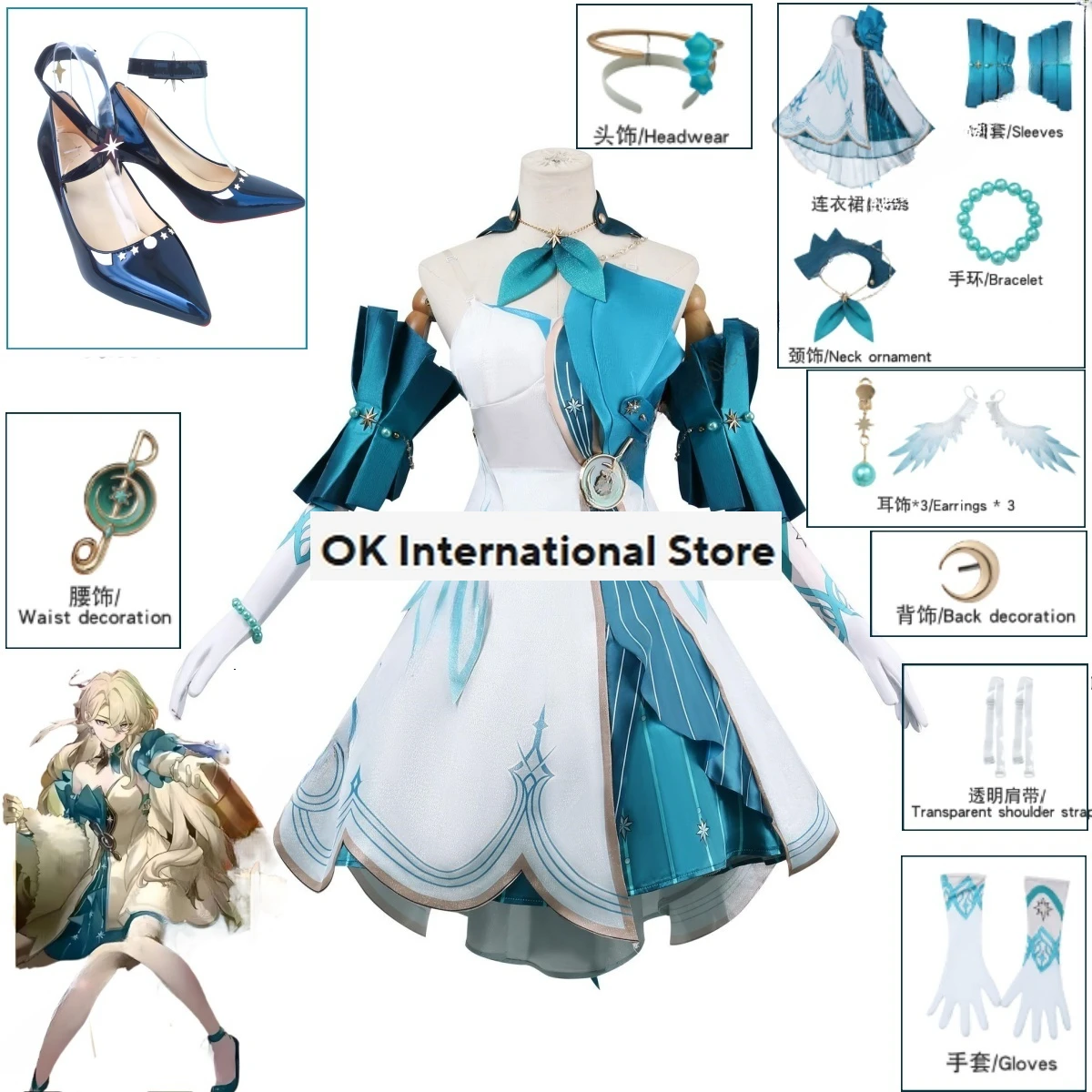 Cosplay Robin Aventurine Costume Game Honkai: Star Rail Lovely Uniform Dress Headwear Wig Full Set Halloween Party Con Outfits