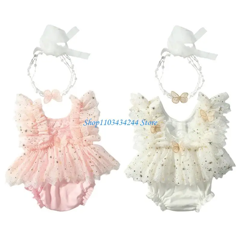 

G2TC Новорожденные Фотография Кружевая бабочка наряд полиэстер девушки фотосессии Румпер Румпер