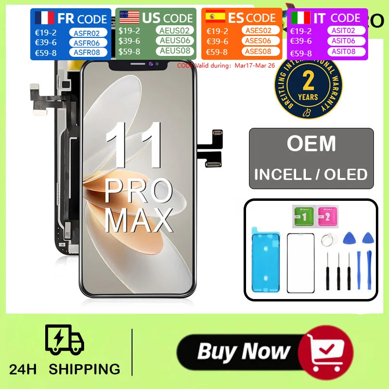 Display For Iphone 11 Pro MAX Screen Replacement Phone 11 Pro Max Screen Digitizer Assembly  LCD Display With Repair Tools