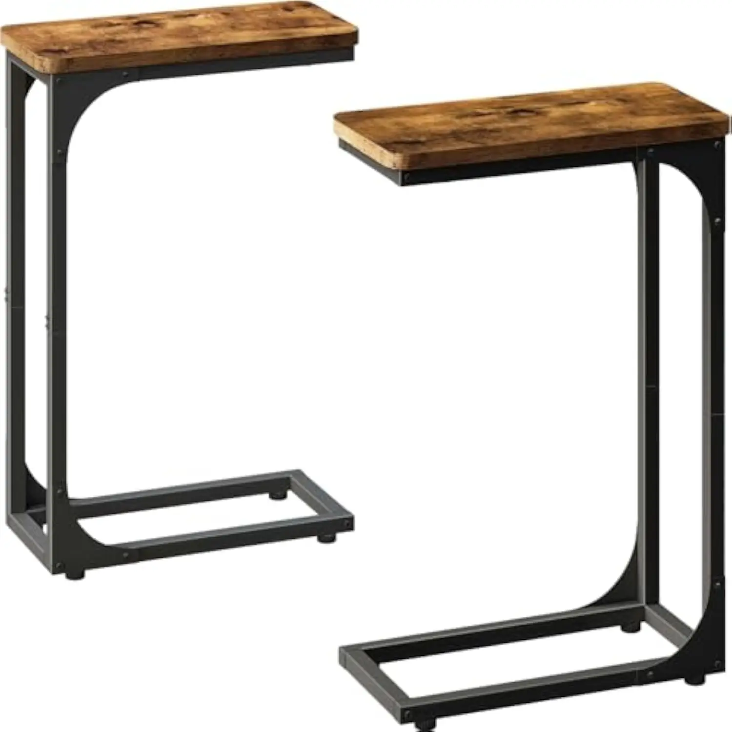 

Narrow C Table Side Table Set of 2 - Slim Couch End Tables Skinny Thin Small Farmhouse Living Room Sets, Rustic Brown (YH017-18