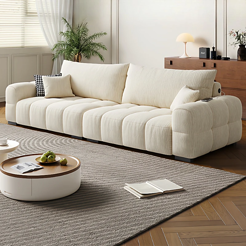 

Width 80cm sofa fabric cat scratch cloth puff marshmallow cream wind straight row small apartment cloud