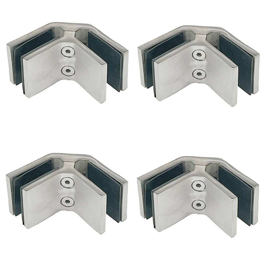 HOT 4PCS Stainless Steel Heavy Glass to Glass Clamps Brackets for Stair Handrail Glass Balustrade Railing Pool Fence for 10~12mm