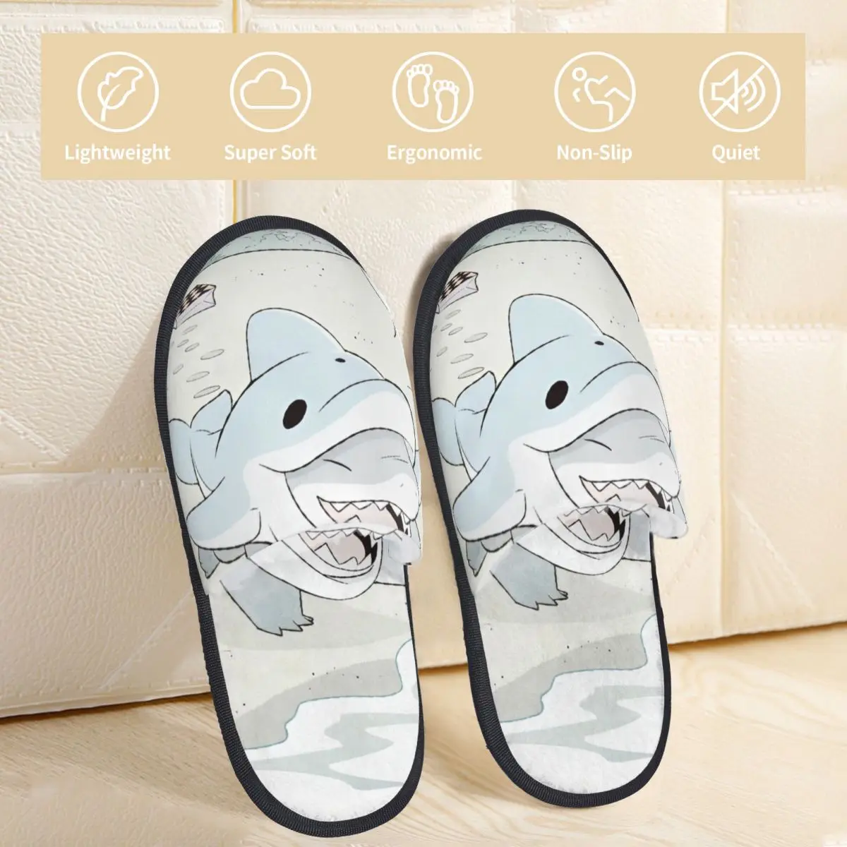 Winter Home Cotton Slippers Cute Jeff The Landshark Accessories Household Fur Slippers Slides Bedroom Cozy Non-slip Slides