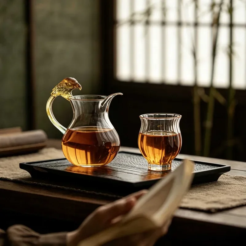 340ml Lead Free Crystal Glass Cup with Handle Ancient Style Water Mug Transparent Drinking Vessel for Home Office Tea Juice