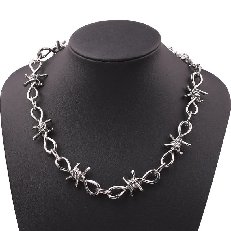 Small Wire Brambles Iron Unisex Choker Necklace Women Hip-hop Gothic Punk Style Barbed Wire Little Thorns Chain Choker Gifts