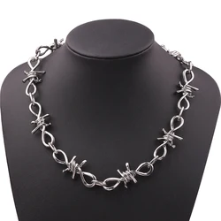 Small Wire Brambles Iron Unisex Choker Necklace Women Hip-hop Gothic Punk Style Barbed Wire Little Thorns Chain Choker Gifts