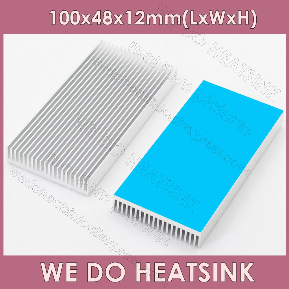 

WE DO HEATSINK 100x48x12mm Without or With Thermal Pad DIY LED Power Heatsink Aluminum Radiator