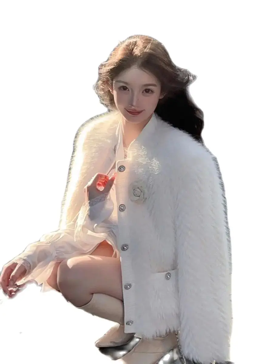 Korea Damesbont Ruige Warme Zachte Kunstbontjas Dames Elegante Luxe Pluizige Jas Herfst En Winter