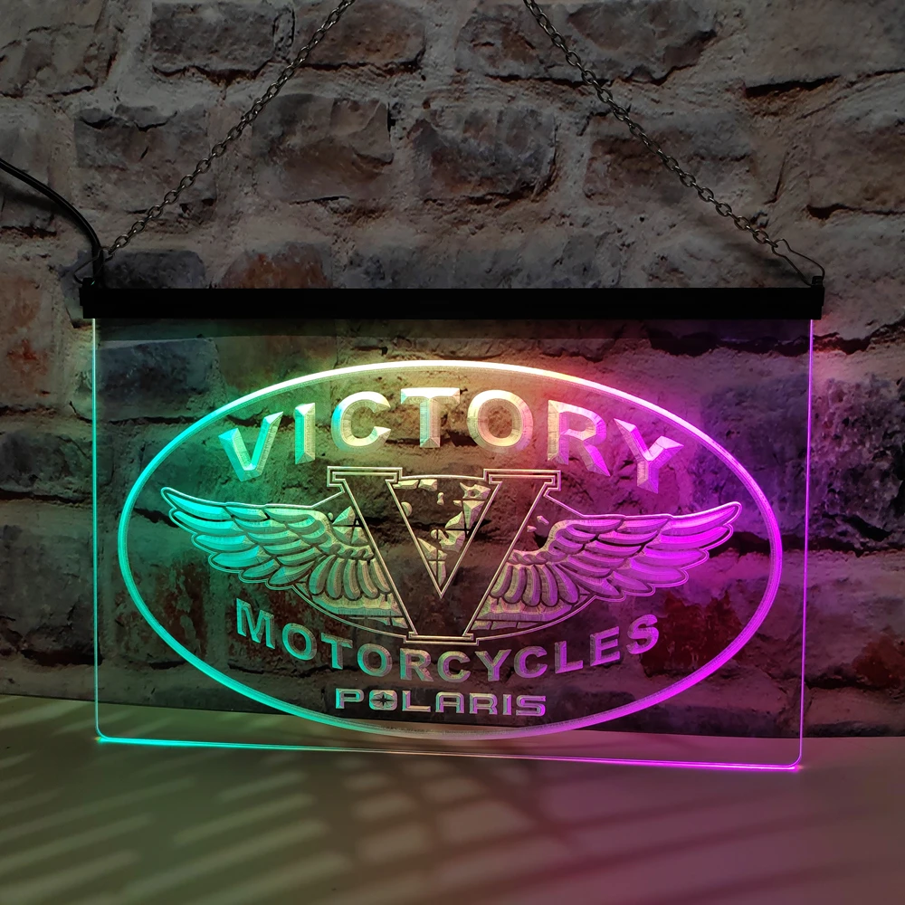 Victory Motorcycle Accessories Car Pub Club – LED-Neonschild mit farbenfrohem Fließeffekt, perfekt für die Heimdekoration