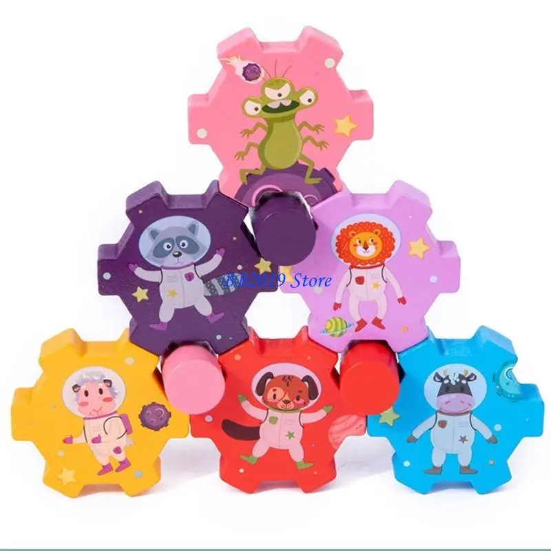 Q0KB 学習ブロックスタッキングおもちゃ木製タンブルバランスおもちゃ幼児幼稚園感覚誕生日ギフト子供のための 3 4 5