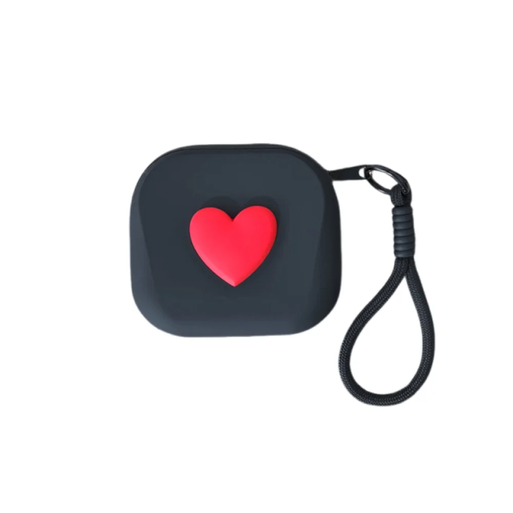 

Charming Silicone Square StorageBag Portable Mini Key Pouch Heart Weaving Lanyard Cosmetic Bag Data Cable